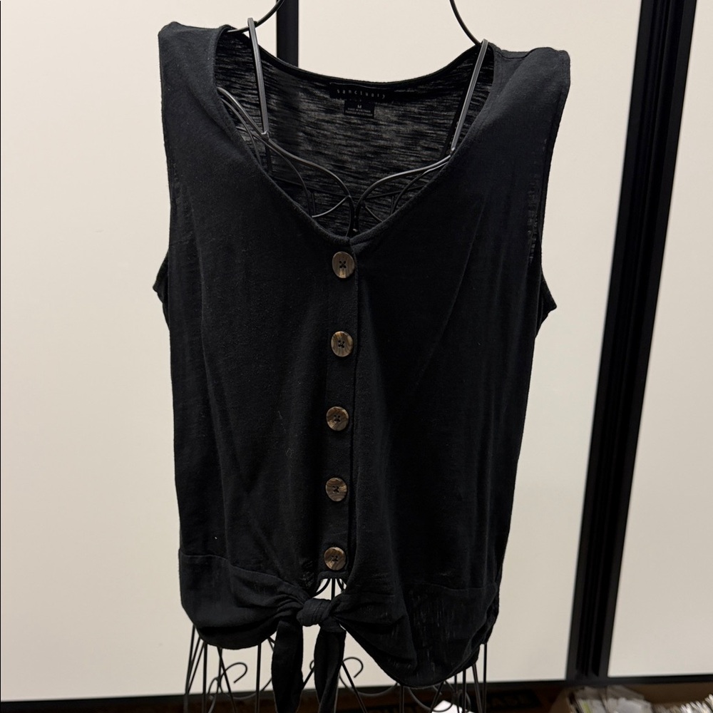Sanctuary Black Button-Down Sleeveless Top